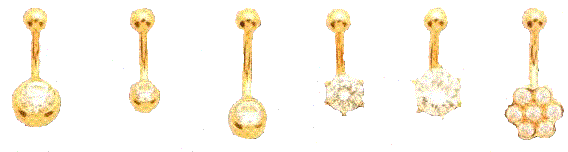 Gold Jewelled Navel Barbells